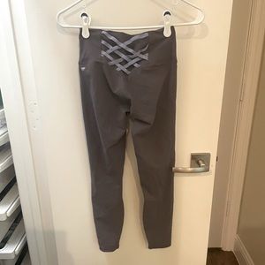 Fabletics Grey Mauve Leggings with Crossover Detailing